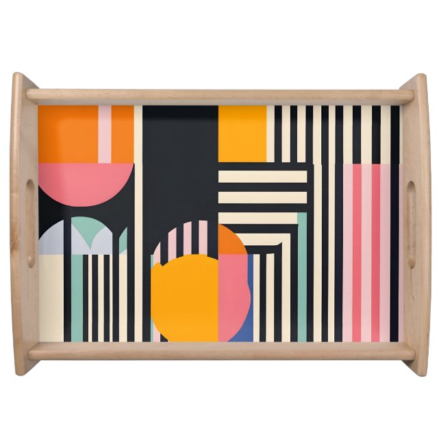 Urban Geometry Striped Harmony Serving Tray (Front)
