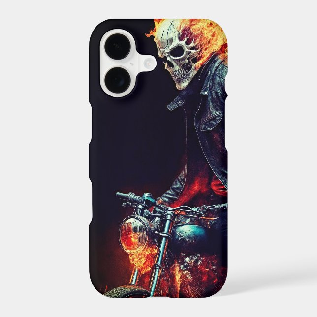 Urban Ghost Rider with Flaming Motorcycle Art Case-Mate iPhone Case (Back)