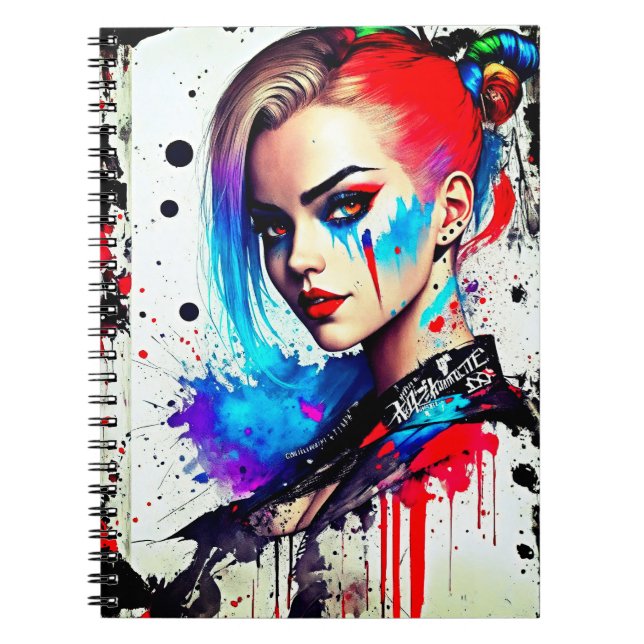 Urban Girl Artistic Portrait with Vivid Colors Notebook (Front)