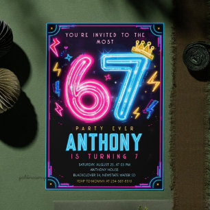 Urban Glow Street Art 7th Birthday 6 to 7 Invitation
