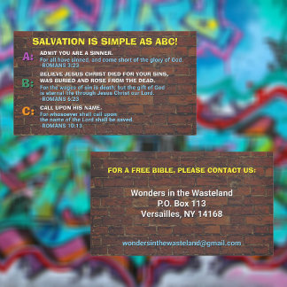 Urban Gospel ABC's Christian Street Ministry Business Card