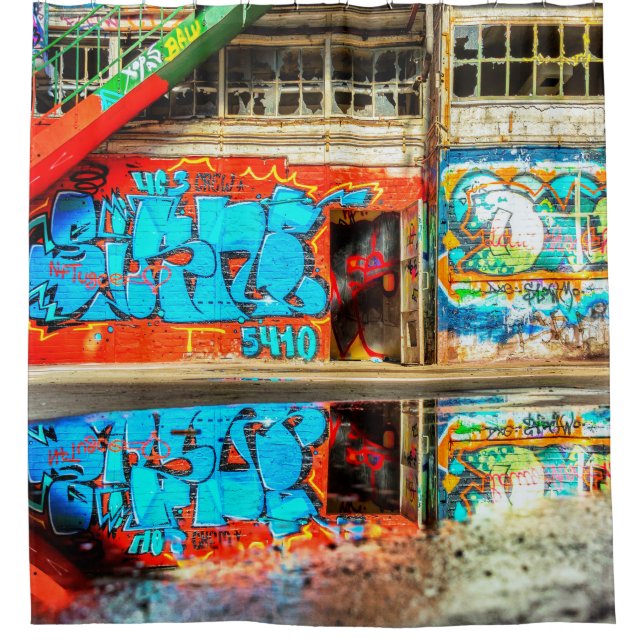 Urban Graffiti Art Lost  Abandoned Building Shower Shower Curtain (Front)