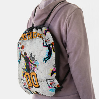 Urban Graffiti Basketball Drawstring Bag
