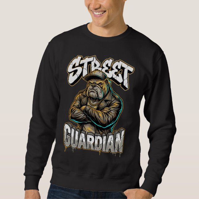 Urban Graffiti Bulldog Street Guardian Wall Art Sweatshirt (Front)