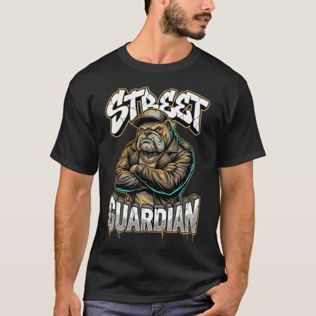 Urban Graffiti Bulldog Street Guardian Wall Art T-Shirt (Front)