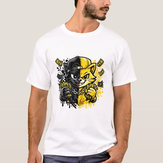 Urban Graffiti Cat Design  T-Shirt (Front)