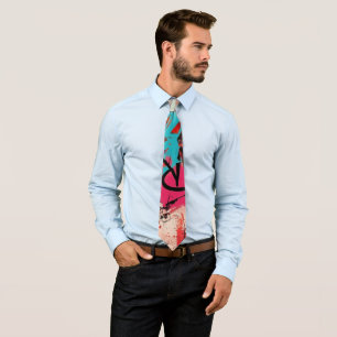 Urban Graffiti Collage with Bold Colors Paint Neck Tie