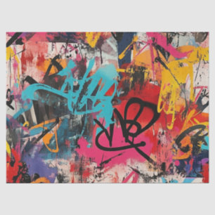 Urban Graffiti Collage with Bold Colors Paint Tissue Paper