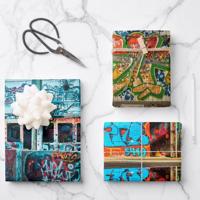 Urban Graffiti | Colorful Street Art Wrapping Paper Sheets (Front)