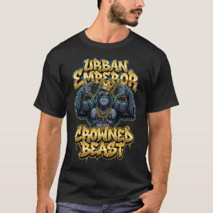 Urban Graffiti Gorilla Crowned Beast Wall Art T-Shirt