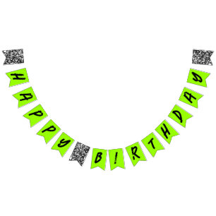 Urban Graffiti Green Black Happy Birthday  Bunting Flags