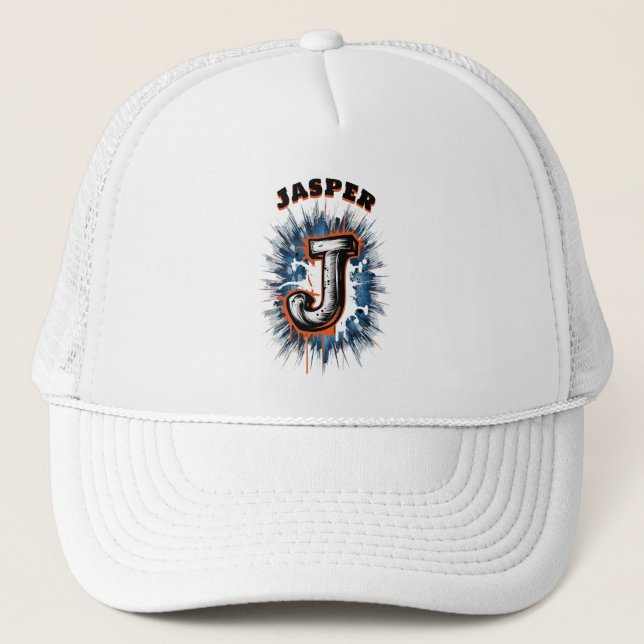 Urban Graffiti Monogram "J" Customizable Trucker Hat (Front)
