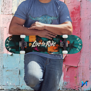 Urban Graffiti Pop Art - Live to Ride Motto Skateboard