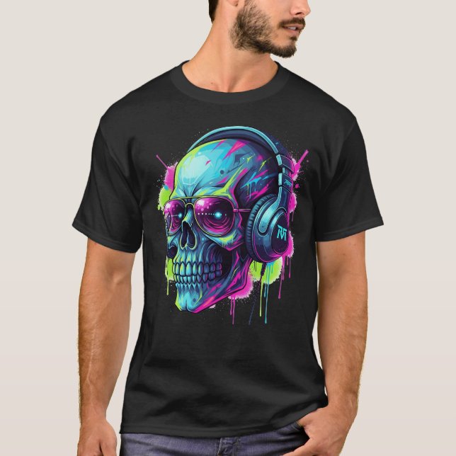 Urban Graffiti Skull DJ T-Shirt (Front)