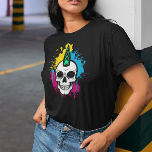 Urban Graffiti Skull with Mohawk T-Shirt
