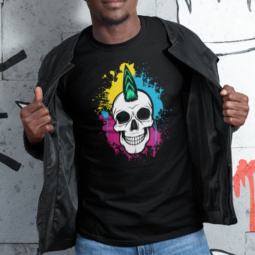 Urban Graffiti Skull with Mohawk T_Shirt
