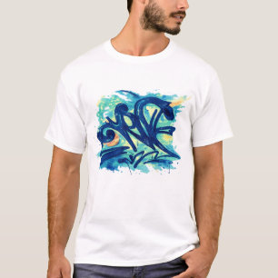 Urban Graffiti Splash – Blue & Teal Street Art T-Shirt