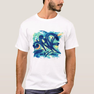Urban Graffiti Splash – Blue & Teal Street Art T-Shirt