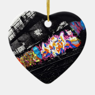 urban graffiti street art black & white with color ceramic ornament