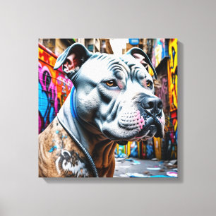 Urban Graffiti Street Art Brindle Pitbull Lover Canvas Print