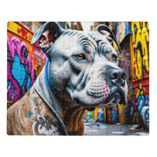 Urban Graffiti Street Art City Pitbull Jigsaw Puzzle
