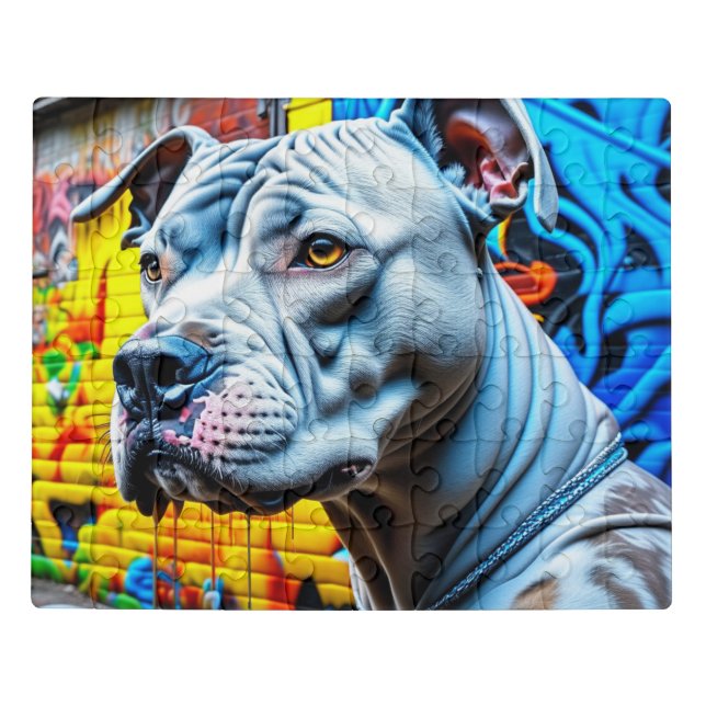 Urban Graffiti Street Art City Pitbull Lover Jigsaw Puzzle (Puzzle Horizontal)