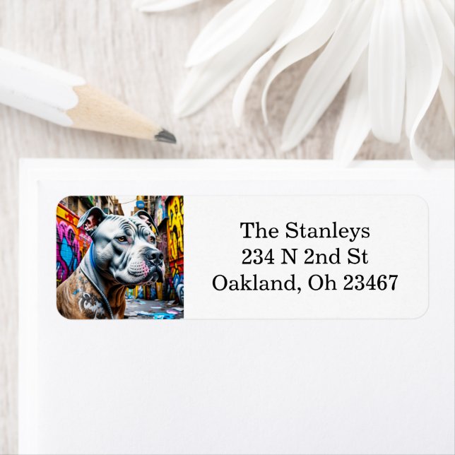 Urban Graffiti Street Art Pitbull Label (Insitu)