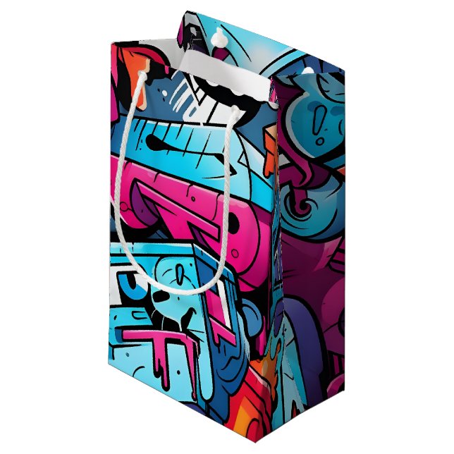 Urban Graffiti Street Art Splash Small Gift Bag (Front Angled)