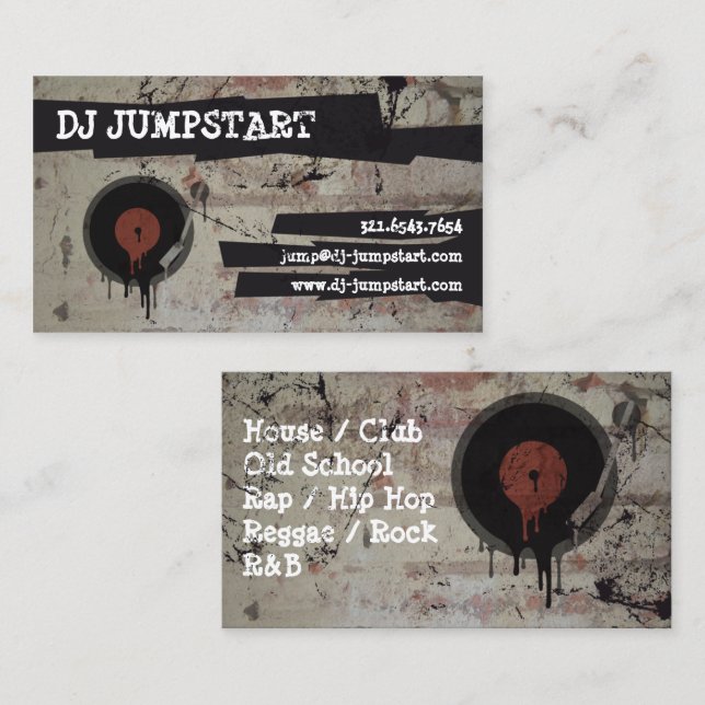 Urban Graffiti Turntable DJ Business Card (Front/Back)