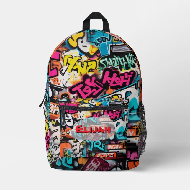 Urban Graffiti Wall Printed Backpack (Front)