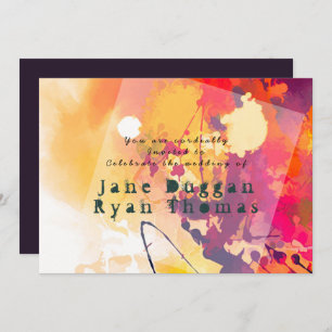 Urban Graffiti Wedding Purple Orange Invitation