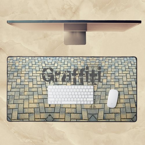 Urban Gray and Yellow Brick Customizable Desk Mat