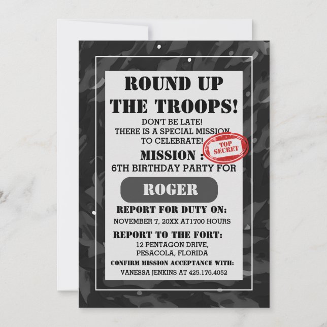 Urban Gray Camouflage Pattern Invitation (Front)