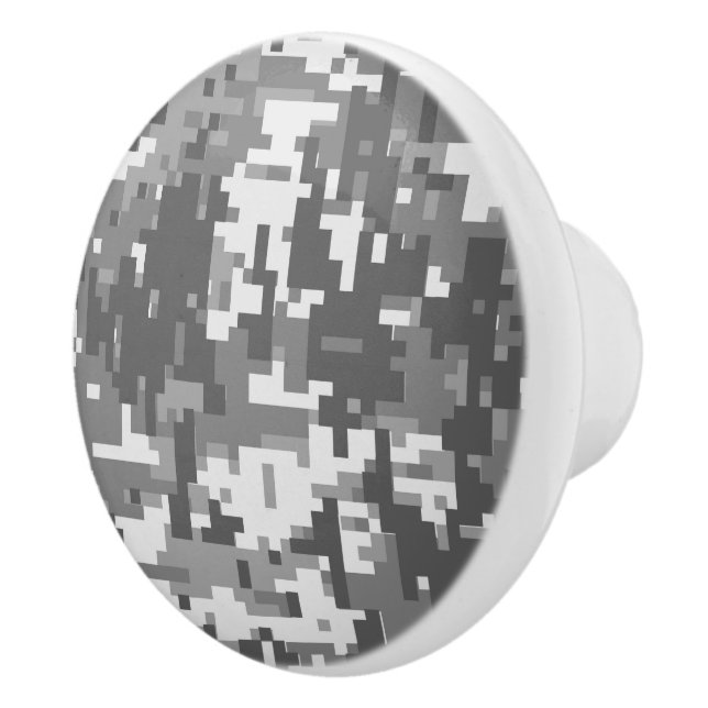 Urban Gray Digital Camo Camouflage Customizable Ceramic Knob (Right)