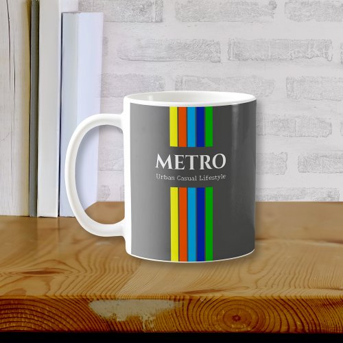 Urban Gray Modern Stripes Business Name Logo Coffee Mug
