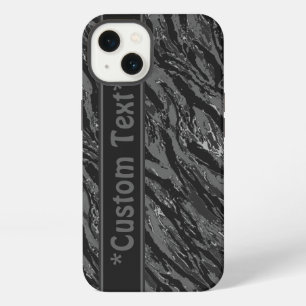 Urban Gray Striped Camo w/ Custom Text iPhone 13 Case