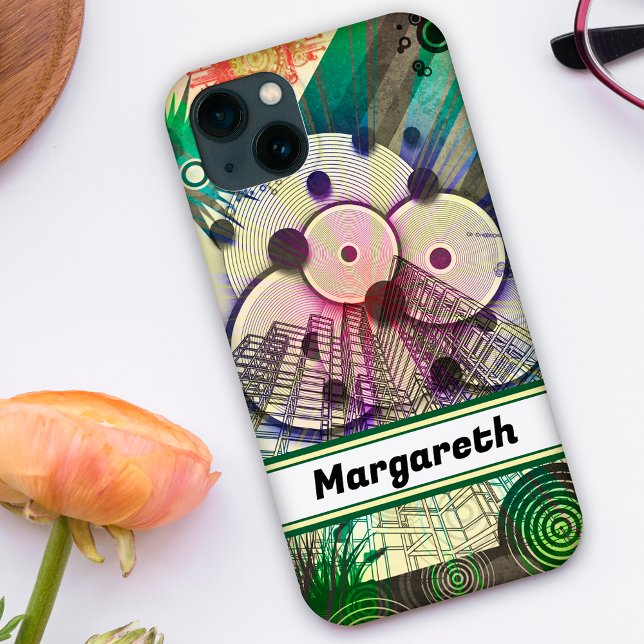 Urban green abstract design personalized Case-Mate iPhone case (Creator Uploaded)