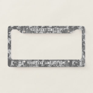 Urban Grey Digital Camo graphic on a Personalized License Plate Frame