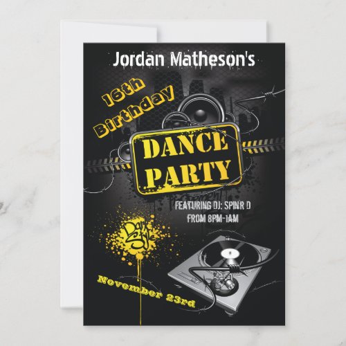 Urban Grunge 16th Birthday Dance Party Invitation