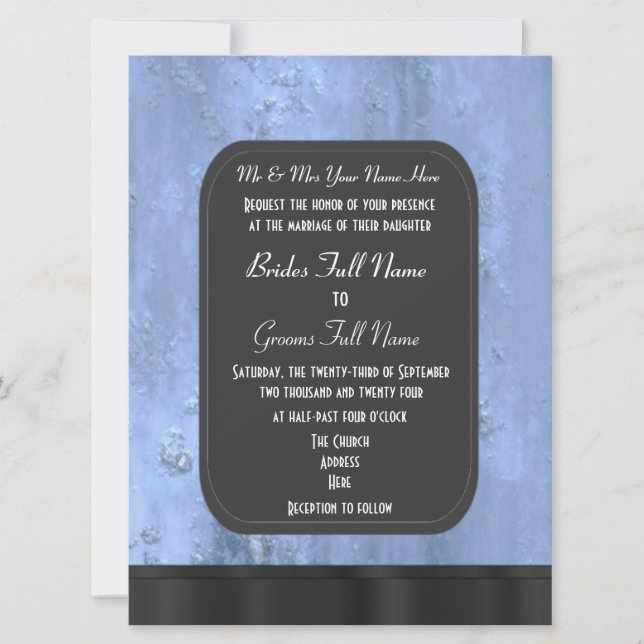 Urban grunge chalkboard style alternative wedding invitation (Front)