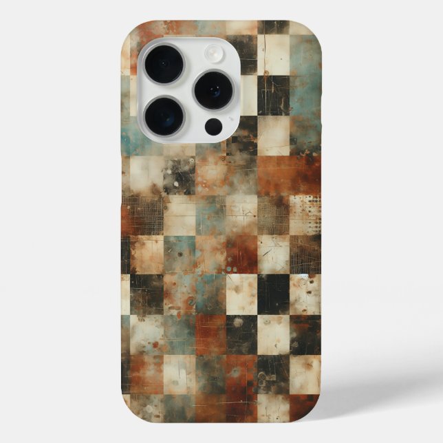 Urban Grunge Checkerboard Phone Case - Artistic  (Back)