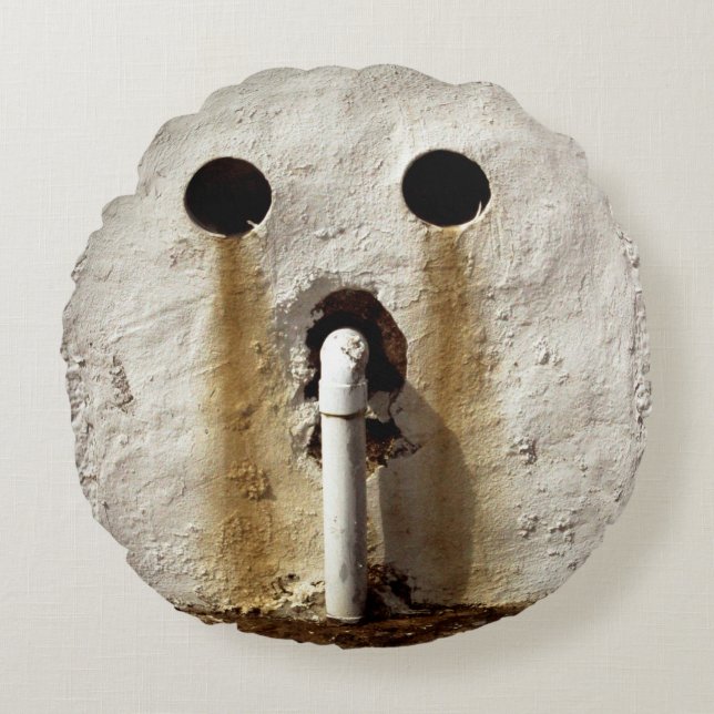 Urban Grunge Exposed Water Pipe  Round Pillow (Front)