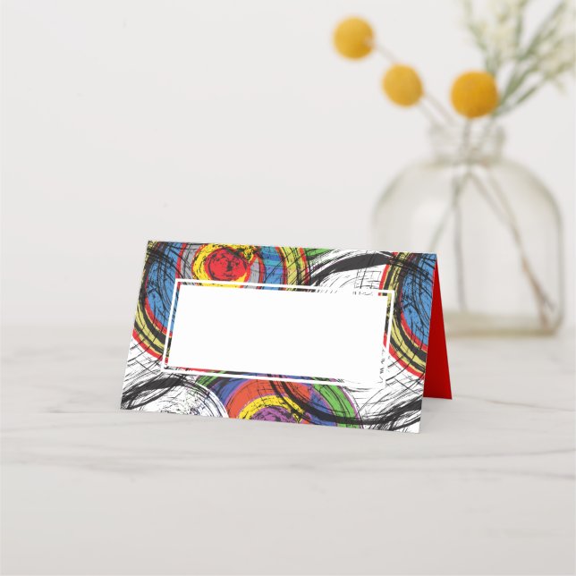 Urban Grunge Graffiti Swirls Dinner Party Place Card (Front)