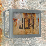 Urban Grunge Rusty Gray Stylish Belt Buckle<br><div class="desc">The architectural detail of rusty stained gray concrete wall with golden yellow,  gray,  black and dark grey created this stylish abstract grunge belt buckle with its industrial,  edgy urban appeal. Sophisticated and stylish grunge personalized with initials.  This image is original street photography by JLW_PHOTOGRAPHY.</div>