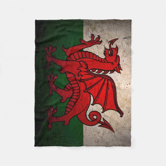 Urban Grunge Wales Flag Fleece Blanket (Front)