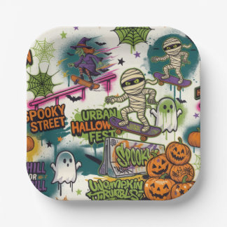 urban halloween dishes paper plates