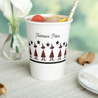 Urban Halloween Witch Star Pattern Red Black Paper Cups
