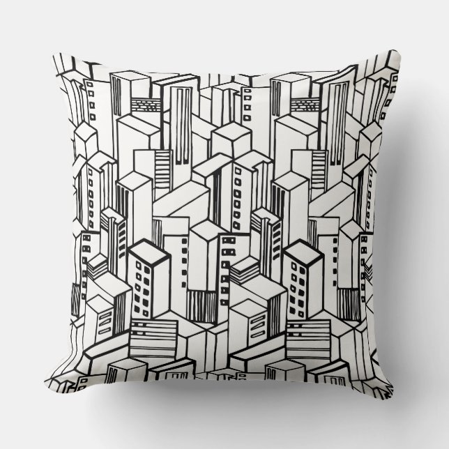Urban hand drawn pattern throw pillow (Front)