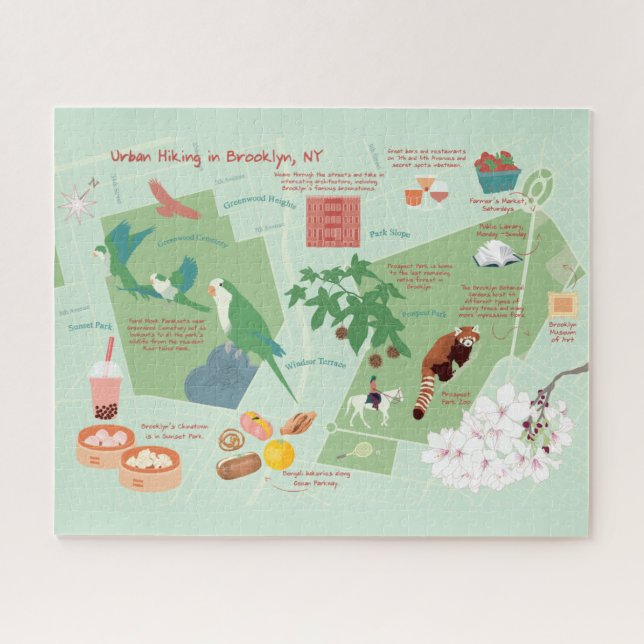 Urban Hiking Map of Brooklyn Jigsaw Puzzle (Horizontal)