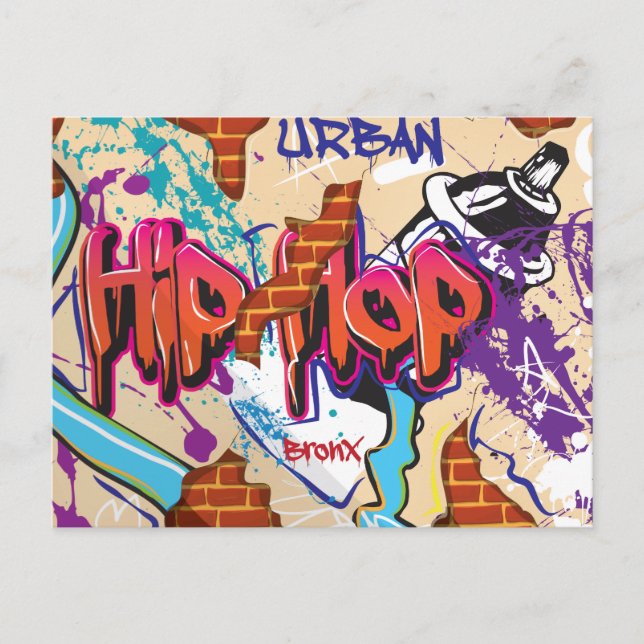 Urban Hip Hop Graffiti Wall. Postcard (Front)